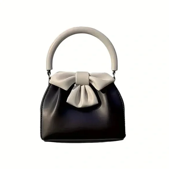 Chic Black and Cream Mini Bag with Bow Detail - Picture 2 of 2
